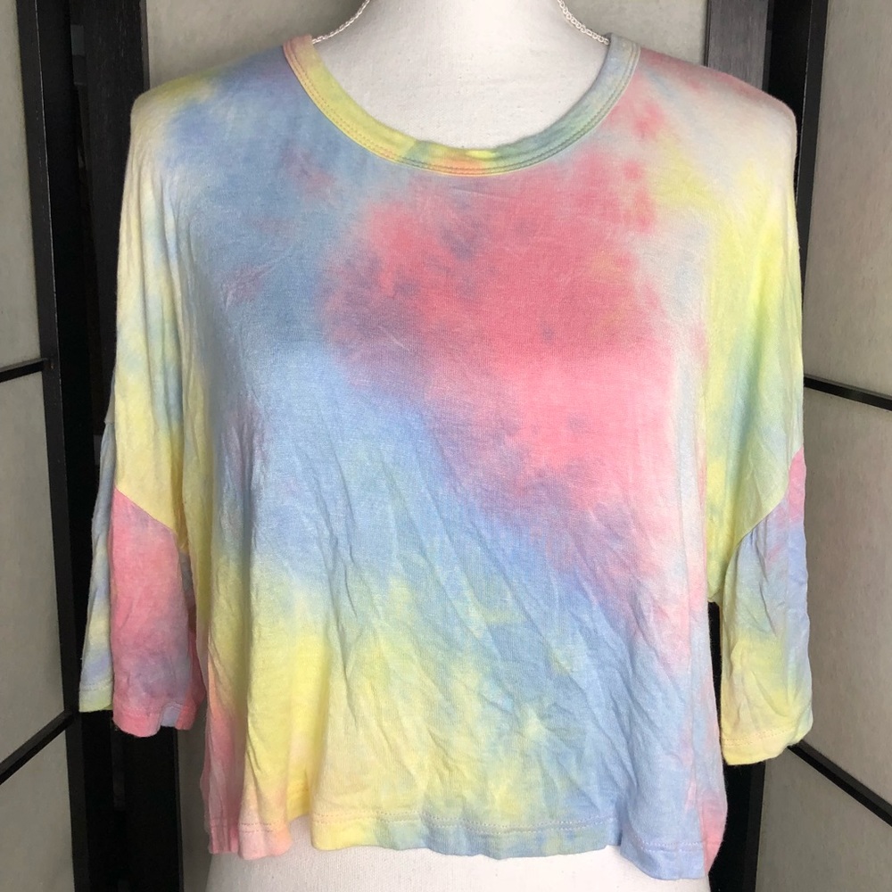 GingerG Tie Dye Loose Fitting Crop Top Shirt Large